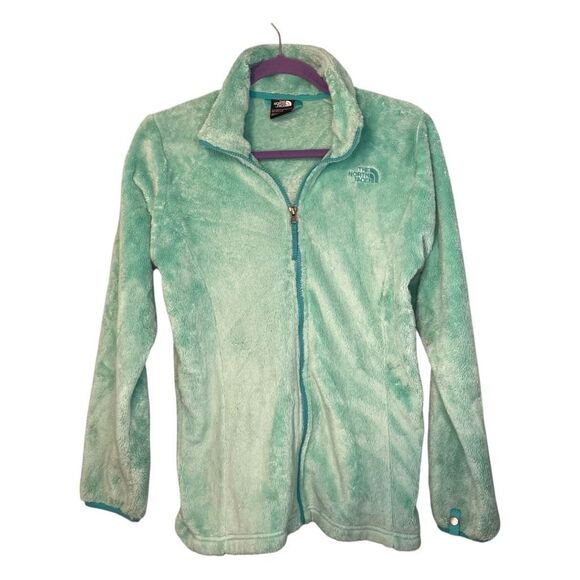 The North Face Pile Fleece Jacket Mint Green Zip Up Girls XL 18 - Picture 1 of 10